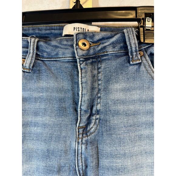 PISTOLA Womens Size 29 Mid Rise Stretch Denim Frayed Hem Ankle Skinny Jeans B5 - Picture 2 of 6